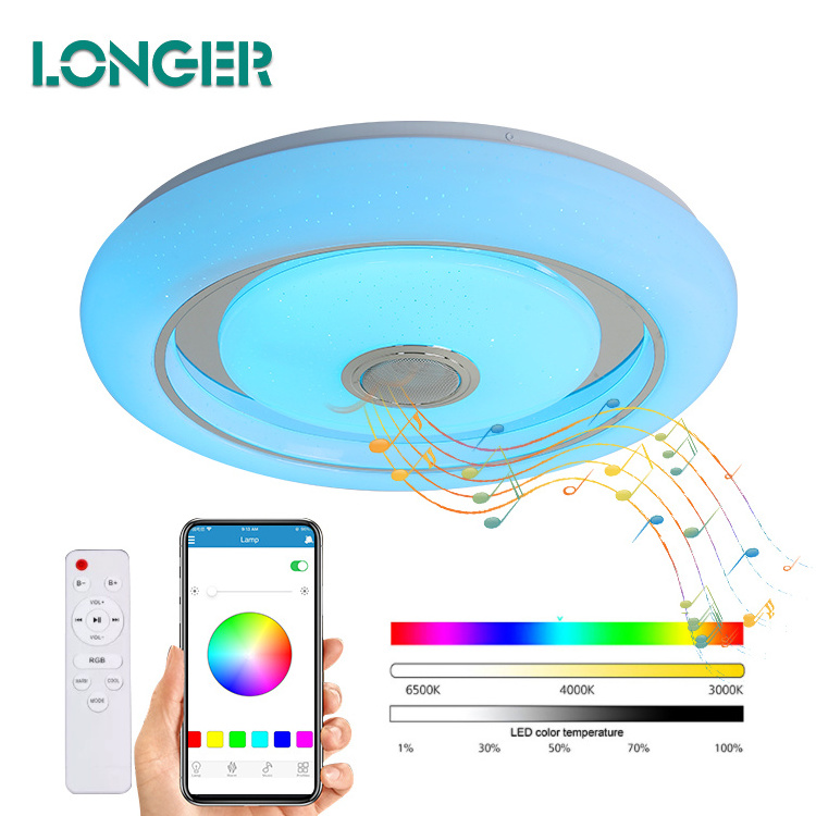 Modern Decorative Lamp Intelligent Wireless Control Rgb For Home Decor Smart Led Ceiling Lights With Speaker