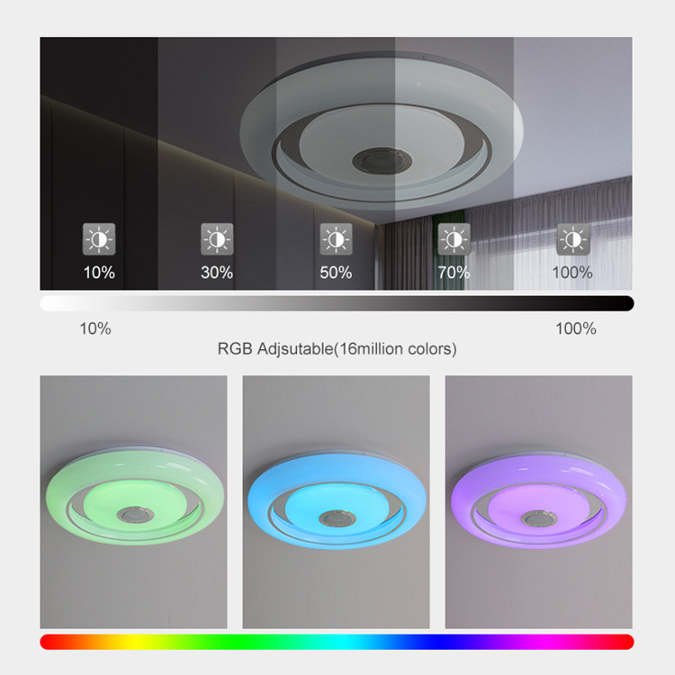 Modern Decorative Lamp Intelligent Wireless Control Rgb For Home Decor Smart Led Ceiling Lights With Speaker