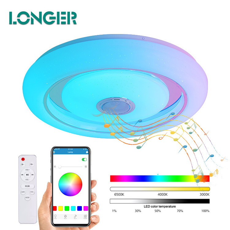 Smart Ambient Light Round Indoor Plastic Led Ceiling Lights RGB Hot Newest Modern for Home PVC Iron Ce White Contemporary 80 70