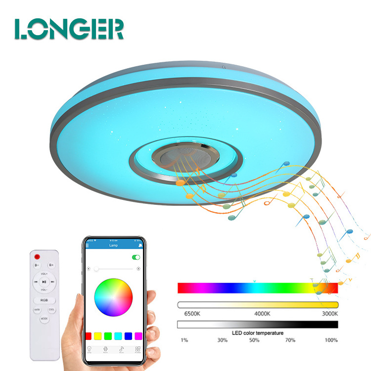 Tuya Atmosphere Music Led Ceiling Light Rgb PVC Iron Ce White Contemporary 80 Round 70 Wifi Led Ceiling Lights Work with Alexa