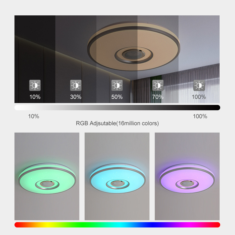 Tuya Atmosphere Music Led Ceiling Light Rgb PVC Iron Ce White Contemporary 80 Round 70 Wifi Led Ceiling Lights Work with Alexa