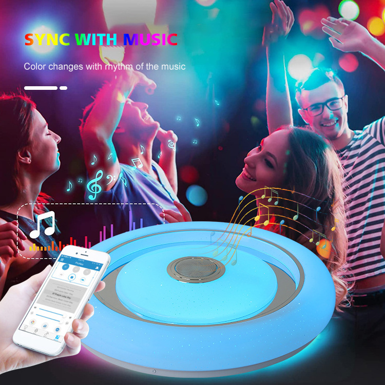 Smart Music Speaker Light With Remote Control Lamp Rgb Party Dimmable Led Ceiling Light