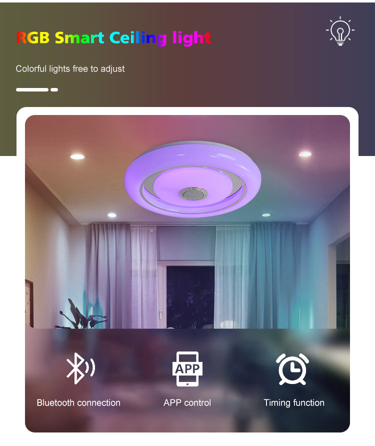 Smart Music Speaker Light With Remote Control Lamp Rgb Party Dimmable Led Ceiling Light