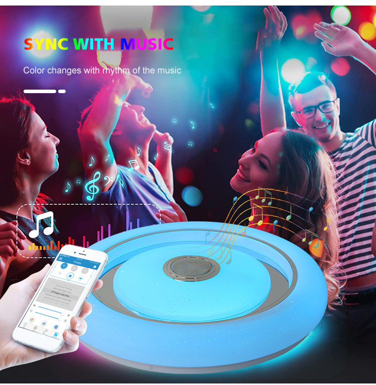 Smart Music Speaker Light With Remote Control Lamp Rgb Party Dimmable Led Ceiling Light