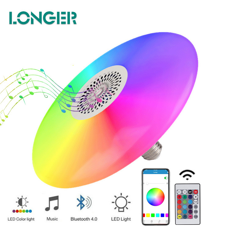 E27 Color Changing Led Smart Music Playing Wireless Dimmable Lamp Remote Control Rgb Dj Party Magic Light Bulb