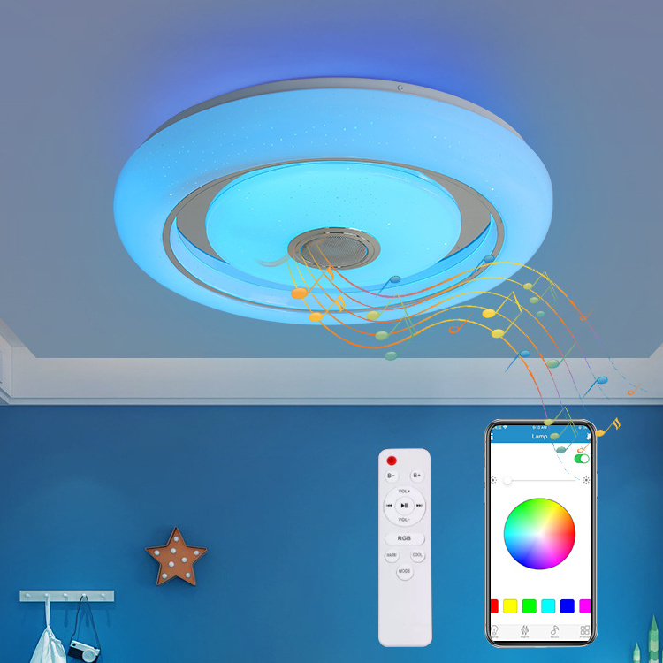 Modern chasing effect 36W tuya indoor pendant mount Bluetooth led smart ceiling light for home