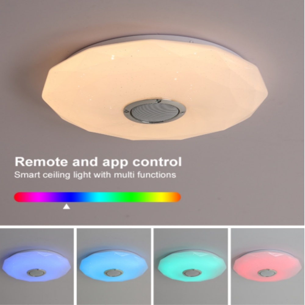 China wholesale remote control 40W 60W smart round led ceiling lamp light with bluetooth speaker music