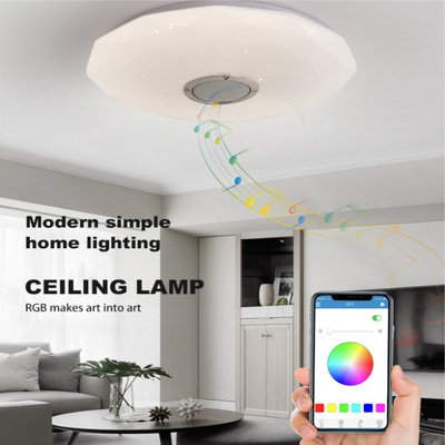 China wholesale remote control 40W 60W smart round led ceiling lamp light with bluetooth speaker music