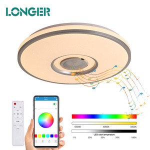 Music APP Control 36W Led Ceiling Lamp Bedroom Smart LED Ceiling Light RGB Iron Contemporary PVC Ce White 80 Round 70 2 Years