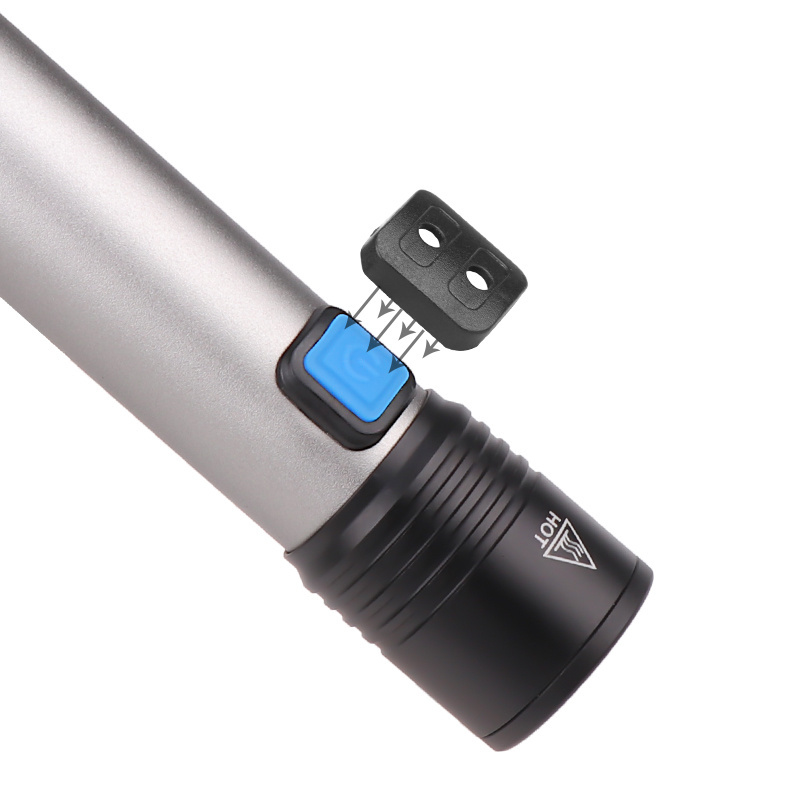 T6 small flashlight built-in battery USB c charging telescopic zoomable led handheld portable strong light flashlight