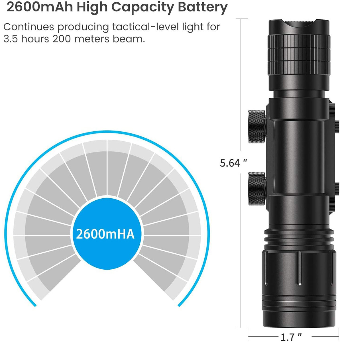 1200 Lumens Rechargeable Tactical Flashlights Outdoor Portable LED Light Rechargeable Battery Ce Li-ion Battery Emergency 95 100