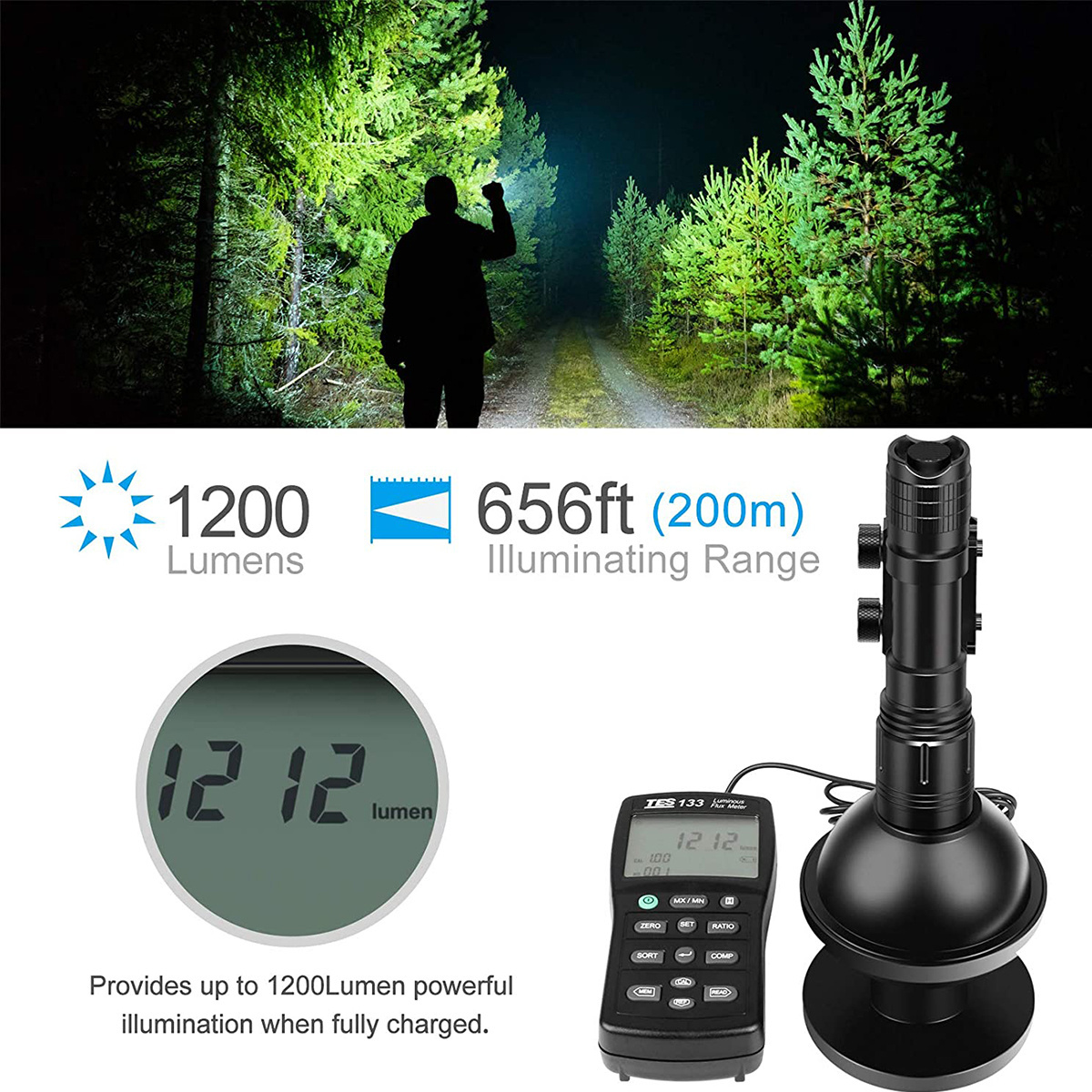 Tactical Flashlights Outdoor Portable LED Light Rechargeable Battery Ce Li-ion Battery Emergency Flashlight 100000 Lumens 95 100