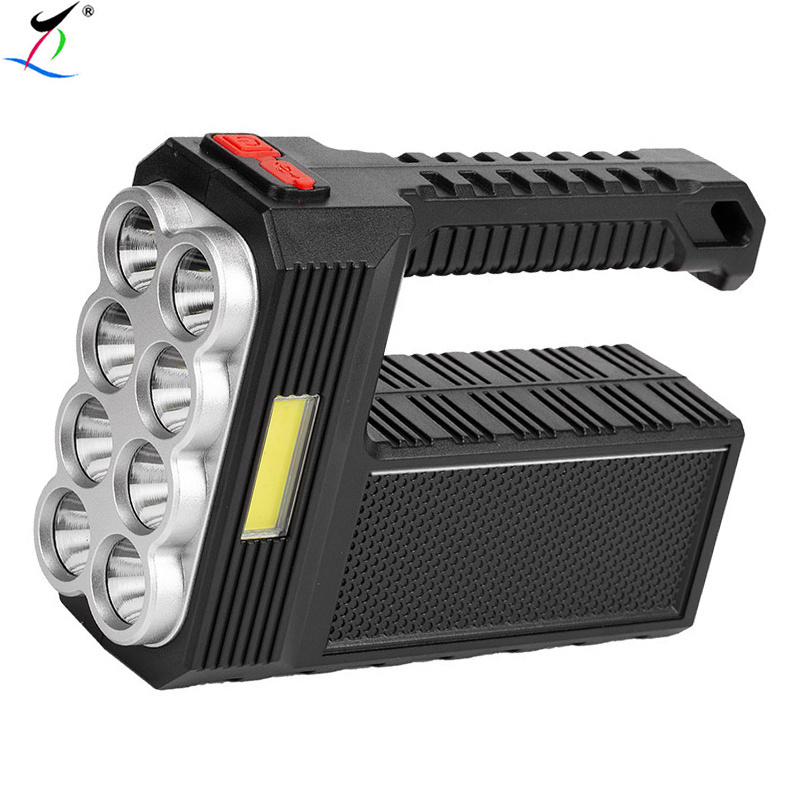 USB Handheld Torch 8 LED + COB Solar Panel Searchlight Flashlight Flashlight Rechargeable Battery Portable 55 ABS Emergency 70