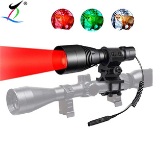 New Zoomable Torch Light Hunting Light Changeable Light Color Led Torch Camping Rechargeable Battery Long Range White Green Red