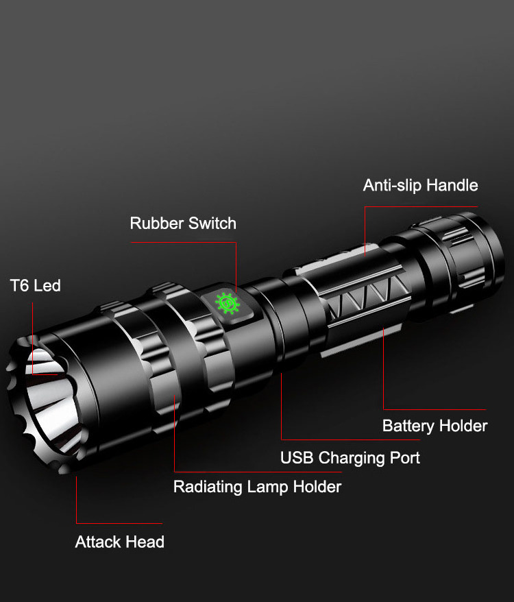 2019 new design hunting light with red green white light optional approve USB direct charging led flashlight