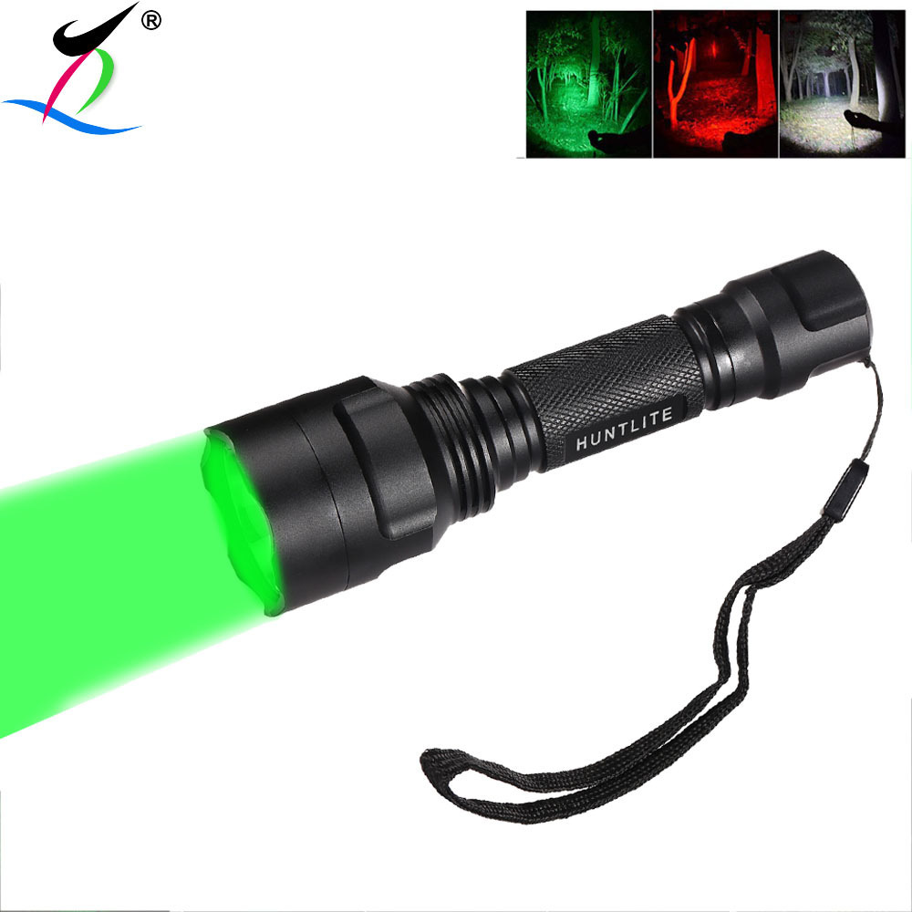 High power white red green hunting light rechargeable battery night hunting torch light green hunting flashlight