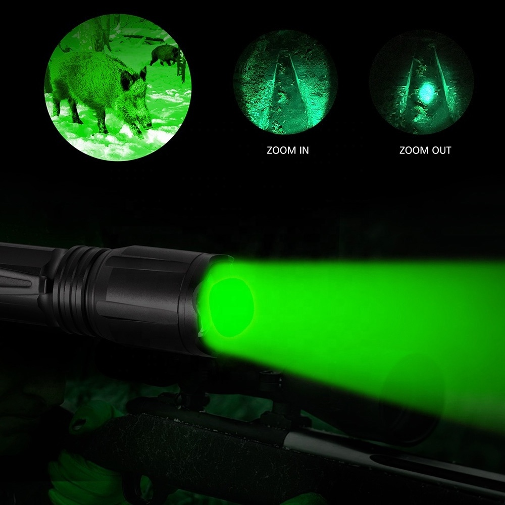 Zoomable White Blue Red Green outdoor hunting flashlight suit tactical flashlight for Hog, Predator, Coyotes