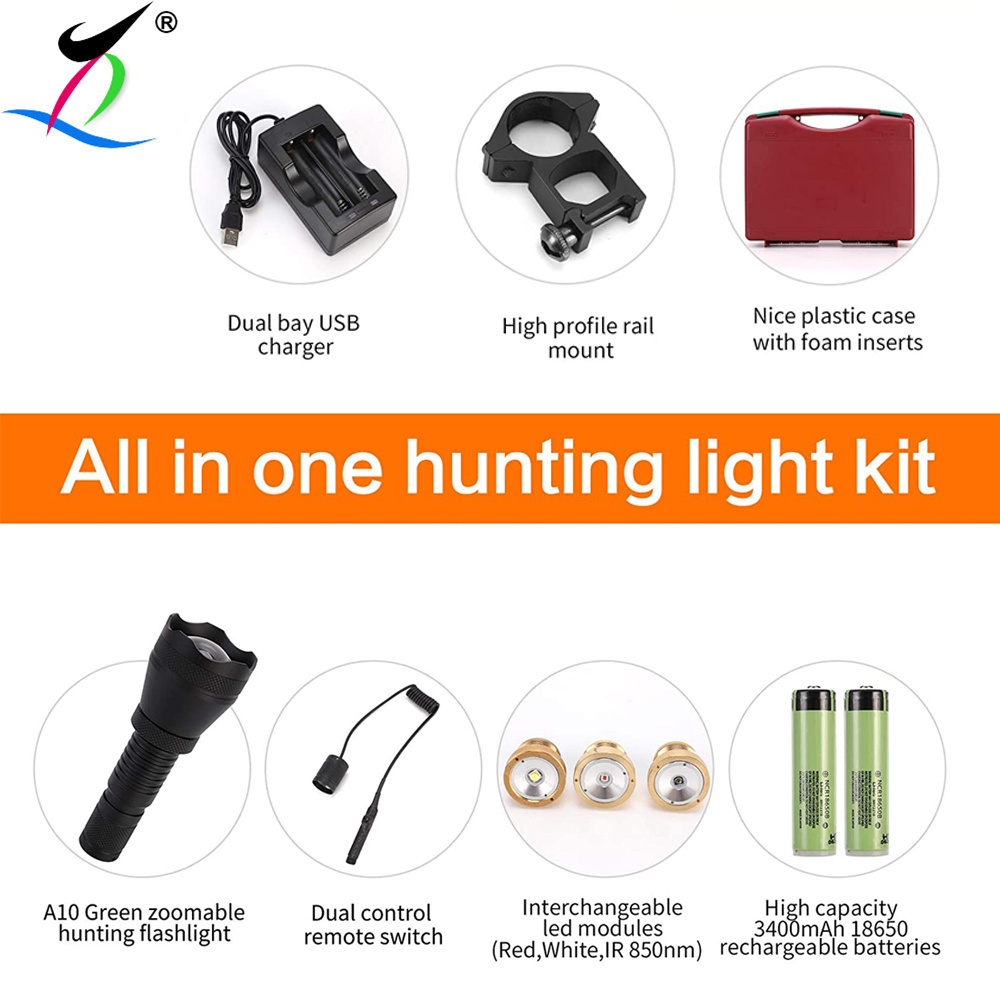 Factory 18650 Rechargeable Battery Led Tactical Strong Hunting Flashlight & Torches Powerful