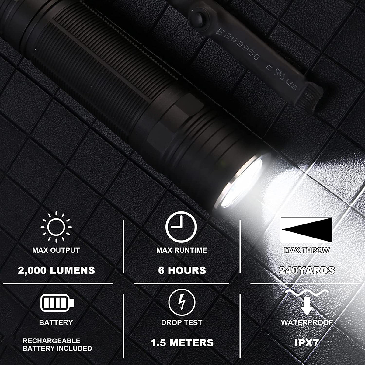 2000 Lumen 3 Modes Light Powerful Handheld LED Tactical Rechargeable Flashlight Torch With Clip