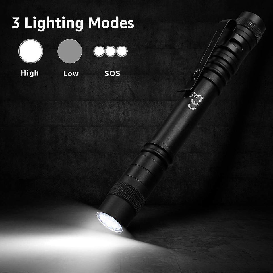 Portable Mini LED Flashlight Torch Lamp 4W Pocket Clip AAA Battery Powered Penlight Waterproof Light for Outdoor