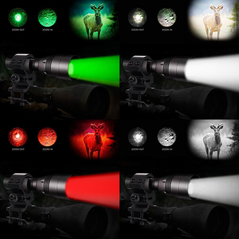 Coyote Varmint Light Green Laser Flashlight LED Camping Rechargeable Battery Ce IP67 18650 Lithium Ion Battery Aluminum Alloy