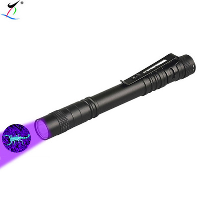 Mini Pocket LED UV Flashlight 3W 395nm Black Light UV Penlight Metal Clip UV LED Torch Light for Money Detect