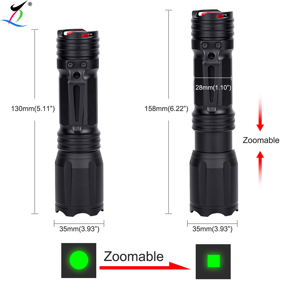 Limited-time Hot Selling Zoomable Red Green Blue White Hunting Light RGBW Led Flashlight Torch