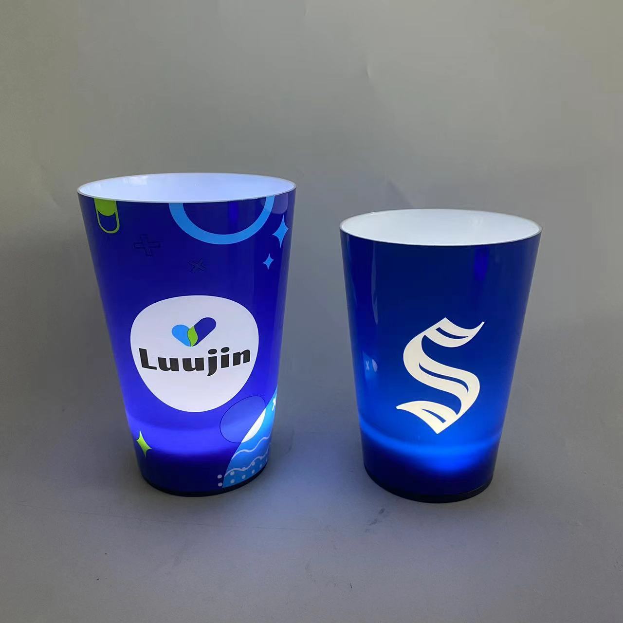 Customize Colorful LED glow Drinking Glass Liquid 12oz 14oz 16oz LED Cup for champagne Bar Night Club Party