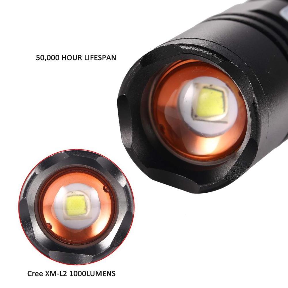 Power Style Zoomable Focus 10W led Tactical torch light with Pocket Clip rechargeable led flashlight (not include battery)