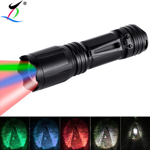 Limited-time Hot Selling Zoomable Red Green Blue White Hunting Light RGBW Led Flashlight Torch