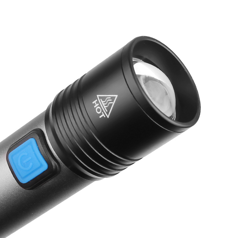 T6 small flashlight built-in battery USB c charging telescopic zoomable led handheld portable strong light flashlight