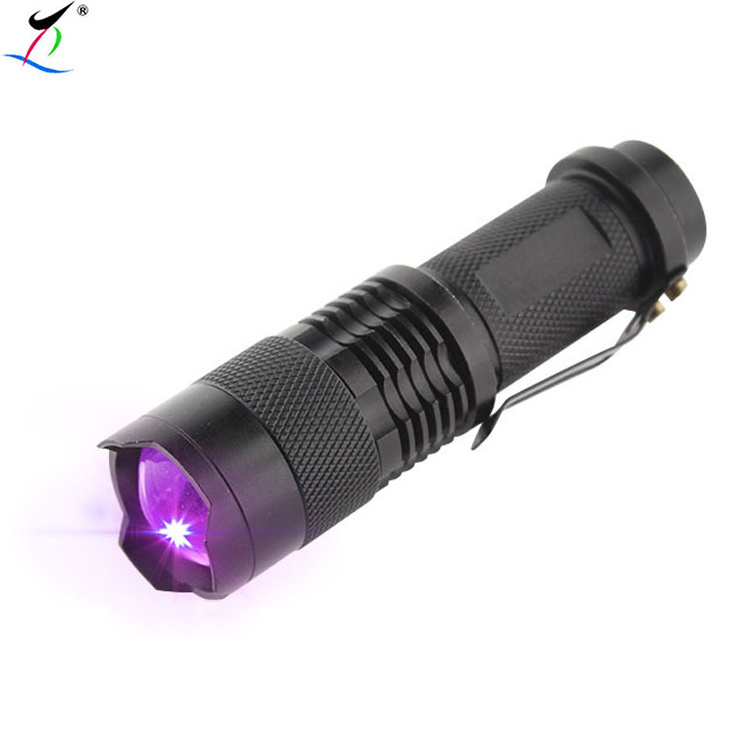 Powerful Small Purple Zoomble UV Torch 395nm 365nm Flash Light UV Led Flashlight for Test Jade and Amber