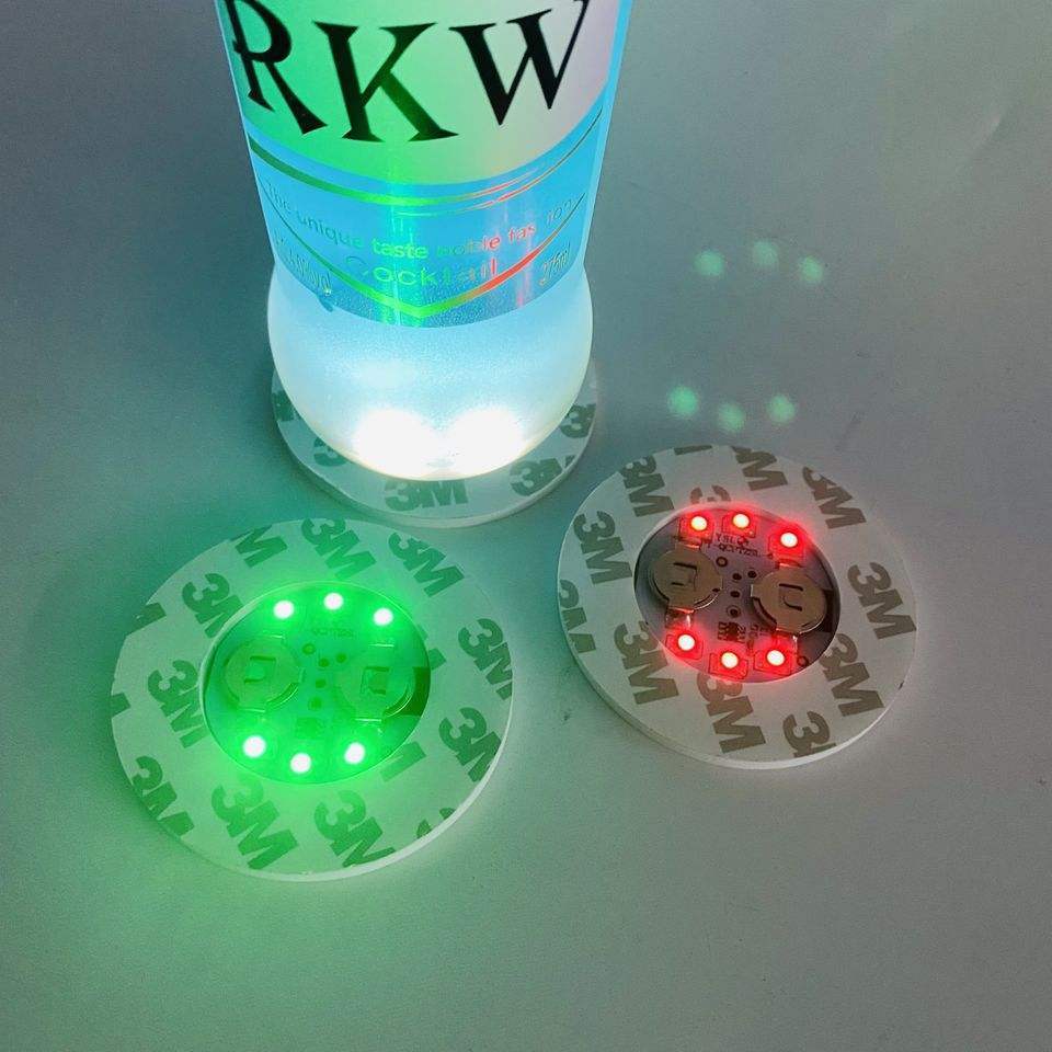 60mm 45mm LED Stickers Drinking Coasters Lighting up Flash Cup Mat for Beer Wine Glass Beverage Mat Light up Bar Opp Bag Party