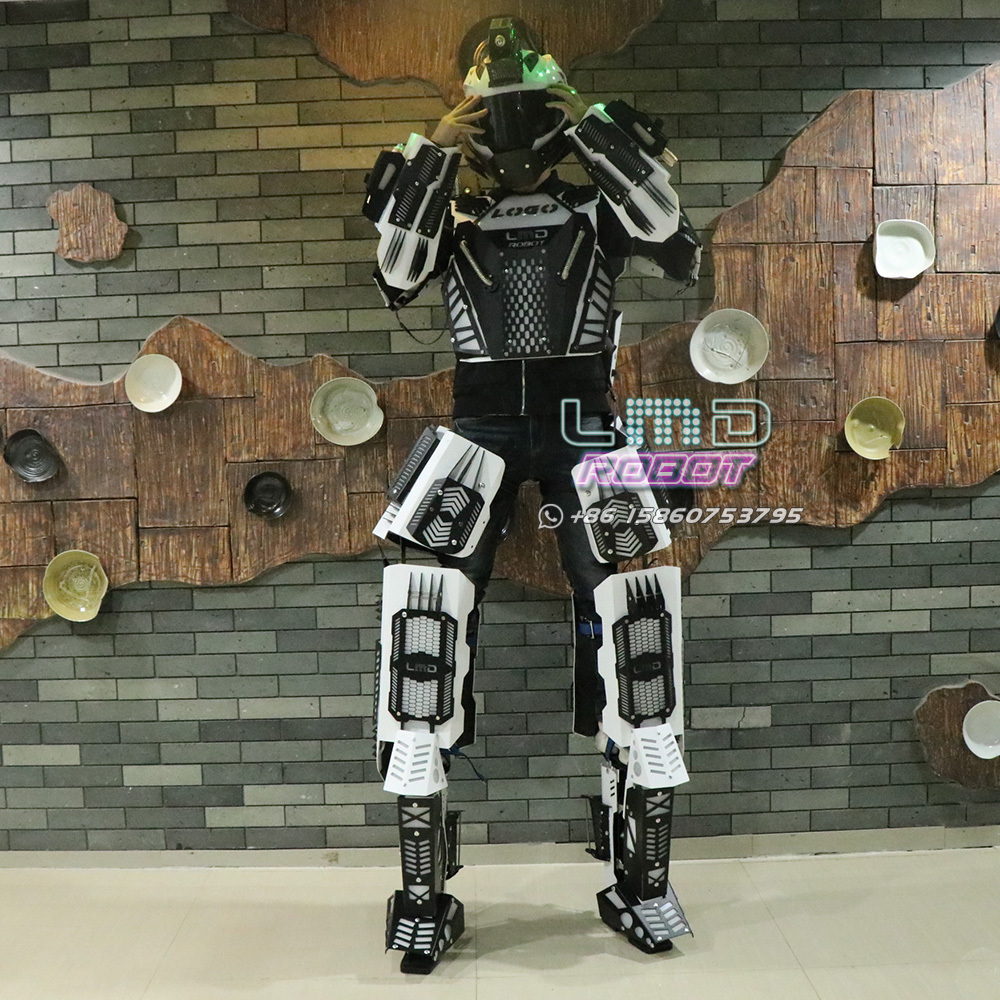 Free Shipping  LMD Giant Plastic Stilts Walker Traje de Robot Led Costume with Battery Kryoman Event Performance  Props