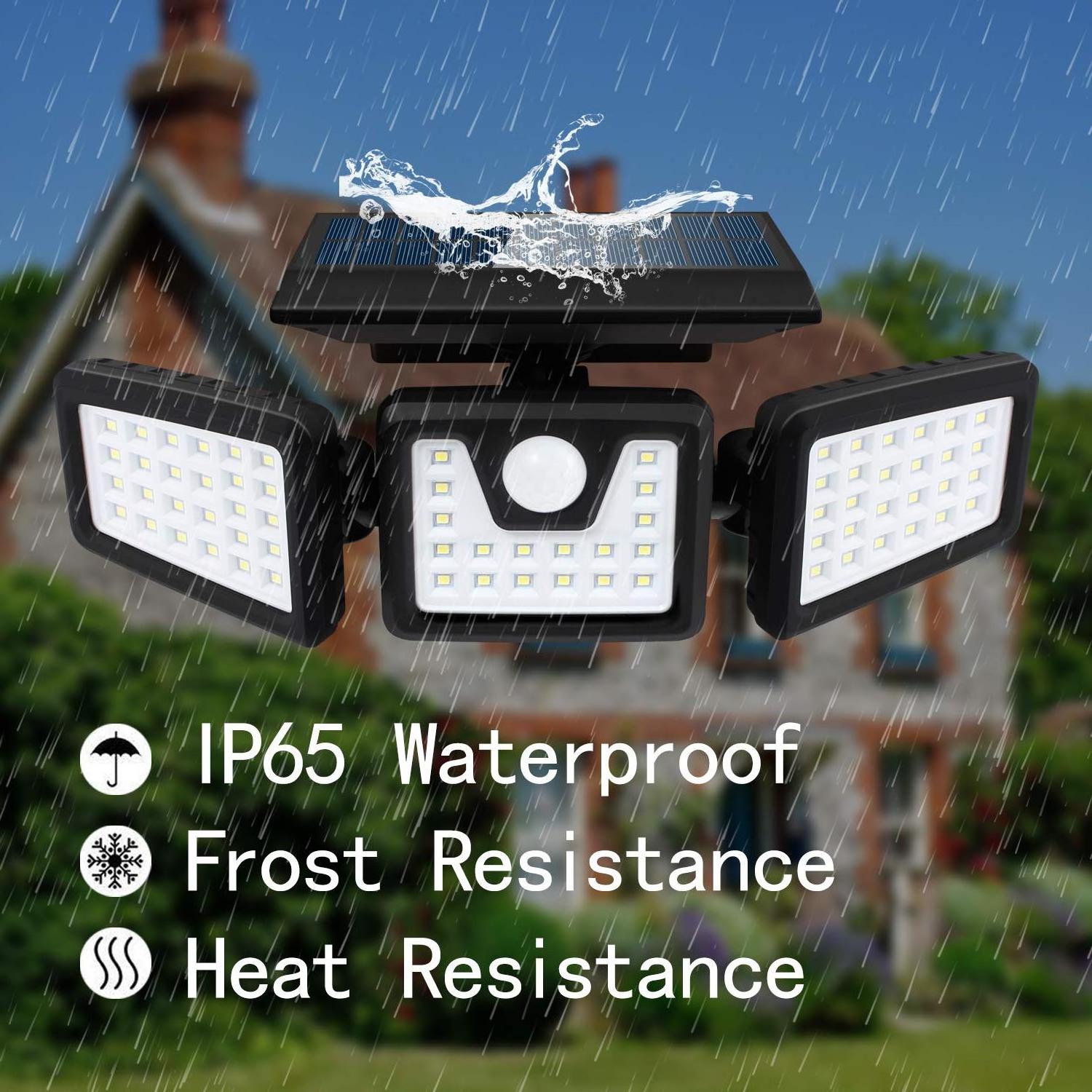 Newest Creative Design Three Head Motion Radar Sense Solar Power Sunshine charge Led Wall Lamp Outdoor