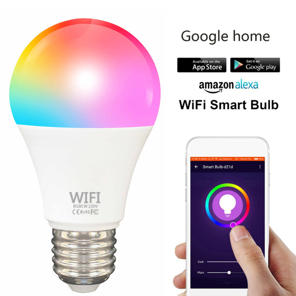 2021 AMAZON phone E27 APP WIFI RGBCW W WiFi Smart Light led Bulb Phone Google Home LED smart bulb 2700K-7000K Smart bulb