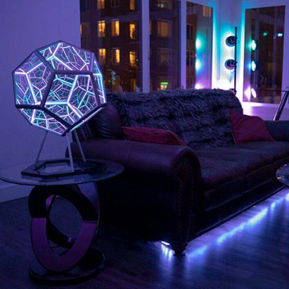 Infinity Dodecahedron Color Art Light Fantasy Geometry Space LED Art Lamp USB Night Light For Girlfriend Decoration Night Lamp