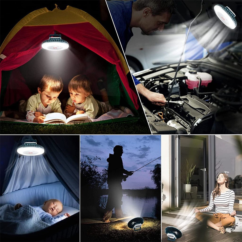 LED Portable Multifunction Fan Camping Light Outdoor Hanging Tent Lamp Waterproof Flashlight Rechargeable Emergency Night Lights