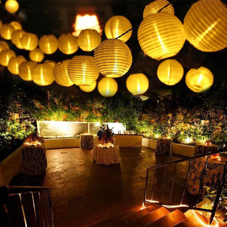 LED Solar LED Pape hanging  Lantern String Lights for Patio Outdoor events party Decoration