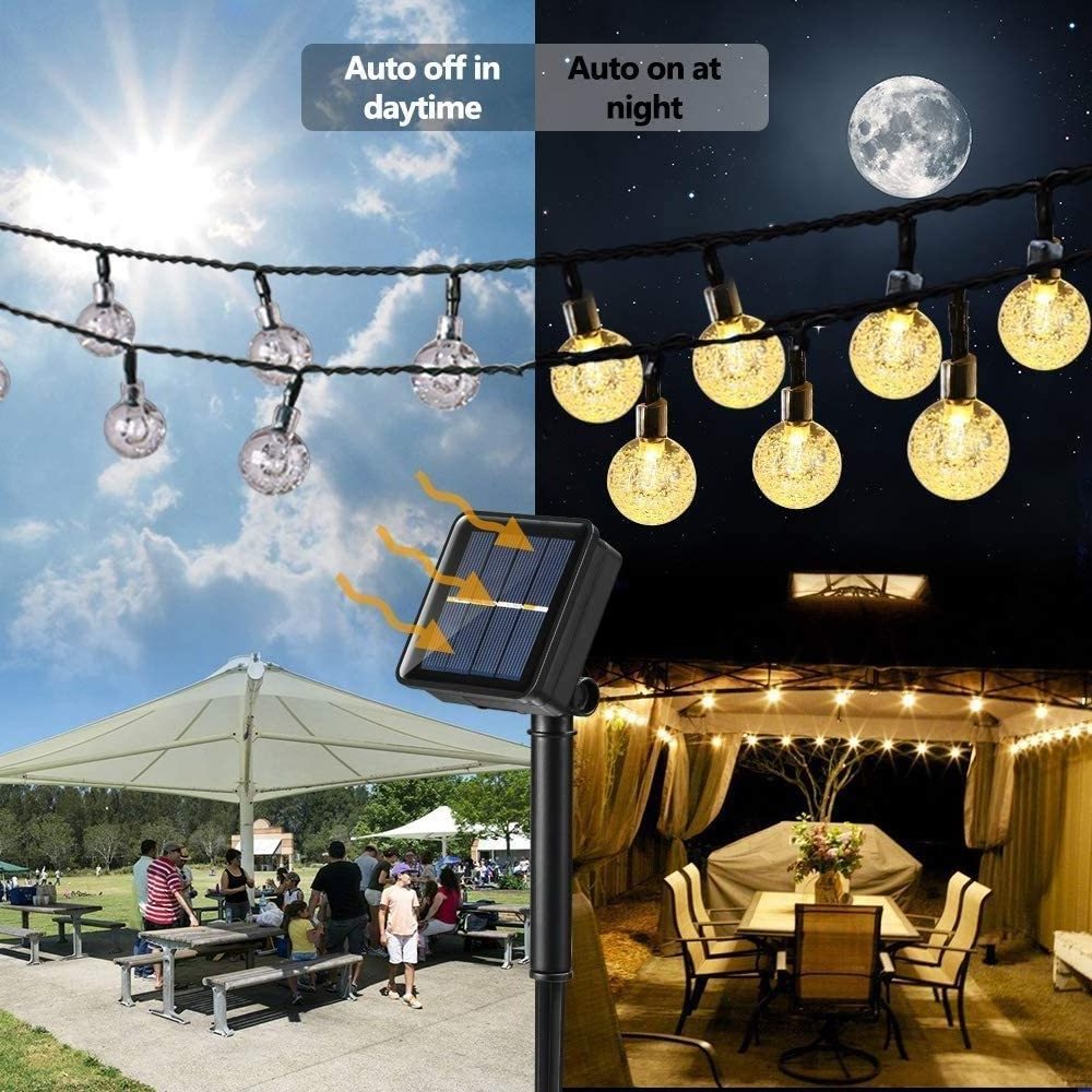 50 LED Crystal ball solar Christmas string Lights for Tree Room Indoor Garden Patio Party Decoration lighting warm white