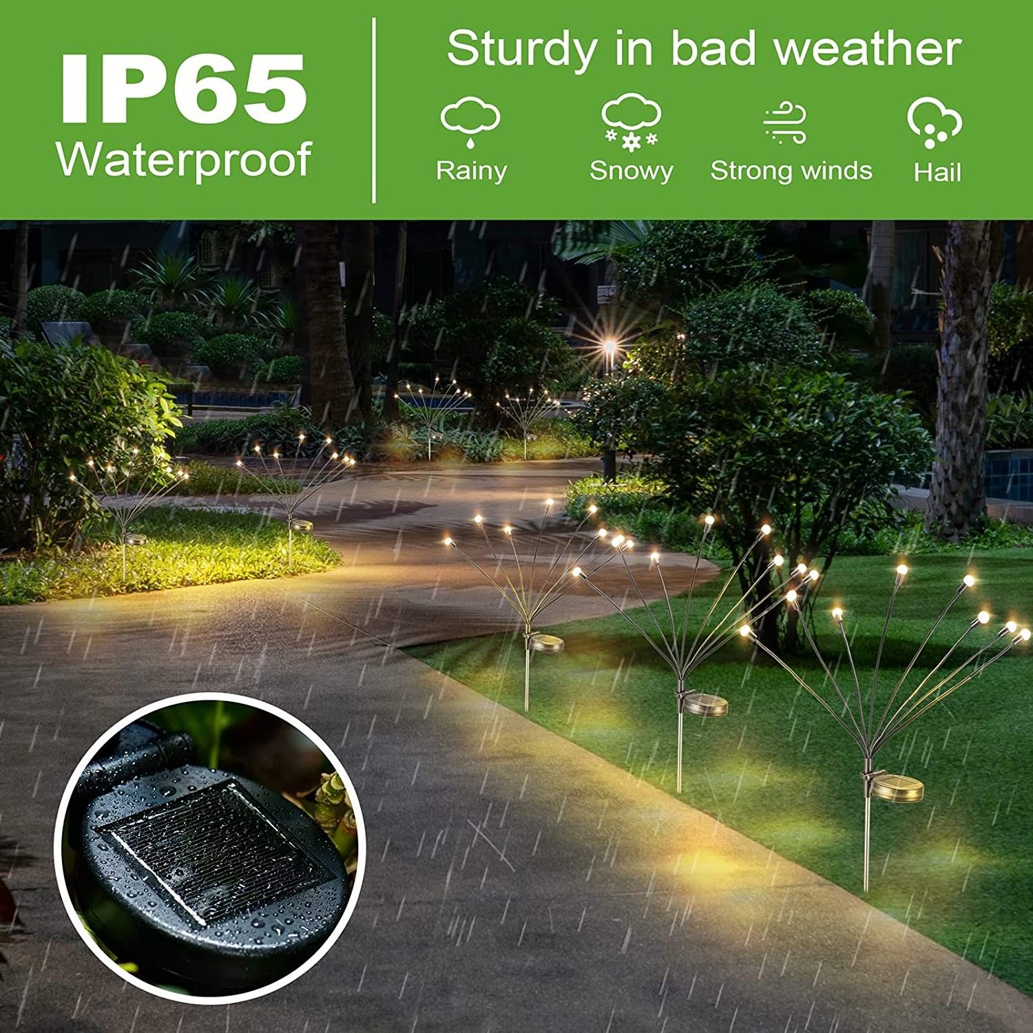 Solar Garden Swaying Light Landscape Outdoor Decoration Warm Light 2300K 6/8/10led Pathway Patio Solar Starburst Light