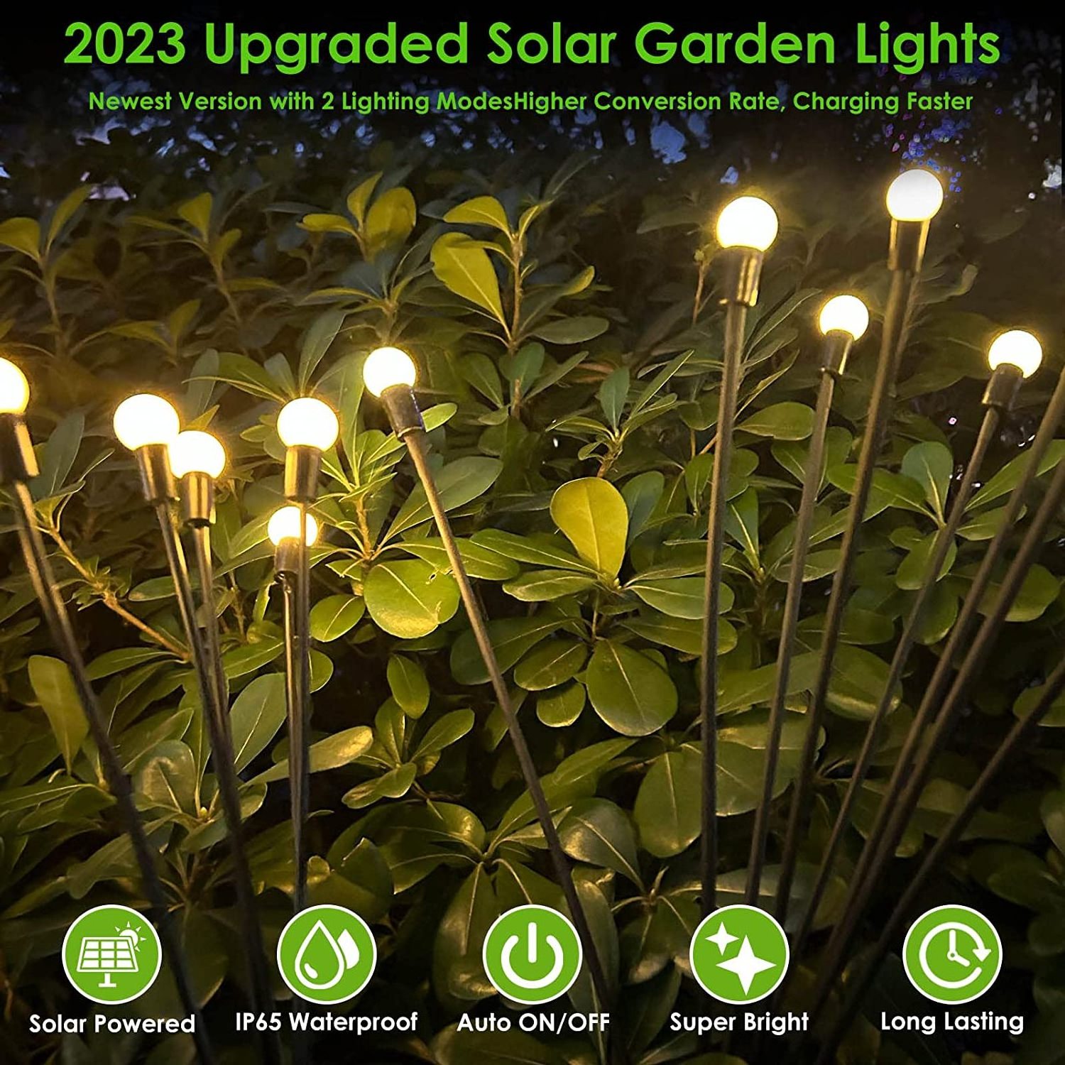 Solar Garden Swaying Light Landscape Outdoor Decoration Warm Light 2300K 6/8/10led Pathway Patio Solar Starburst Light