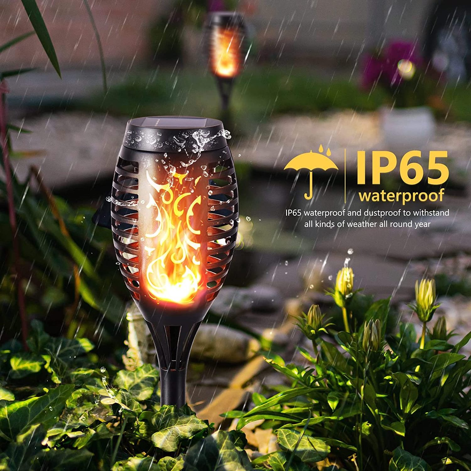 4 14 96 Led Flame Flickering Tiki Night Solar Flame Torch Light For Outdoor Pathway Garden Landscape Decoration