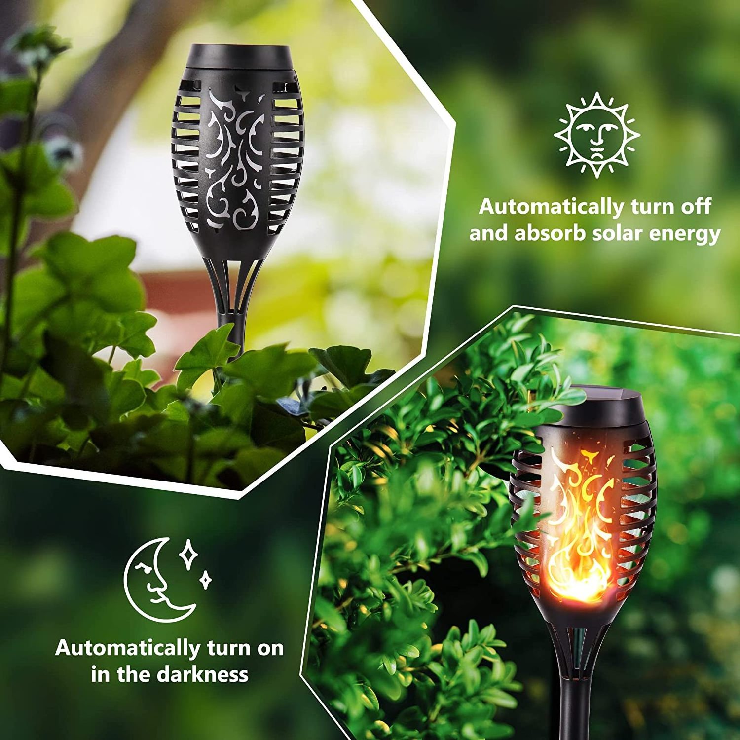 4 14 96 Led Flame Flickering Tiki Night Solar Flame Torch Light For Outdoor Pathway Garden Landscape Decoration