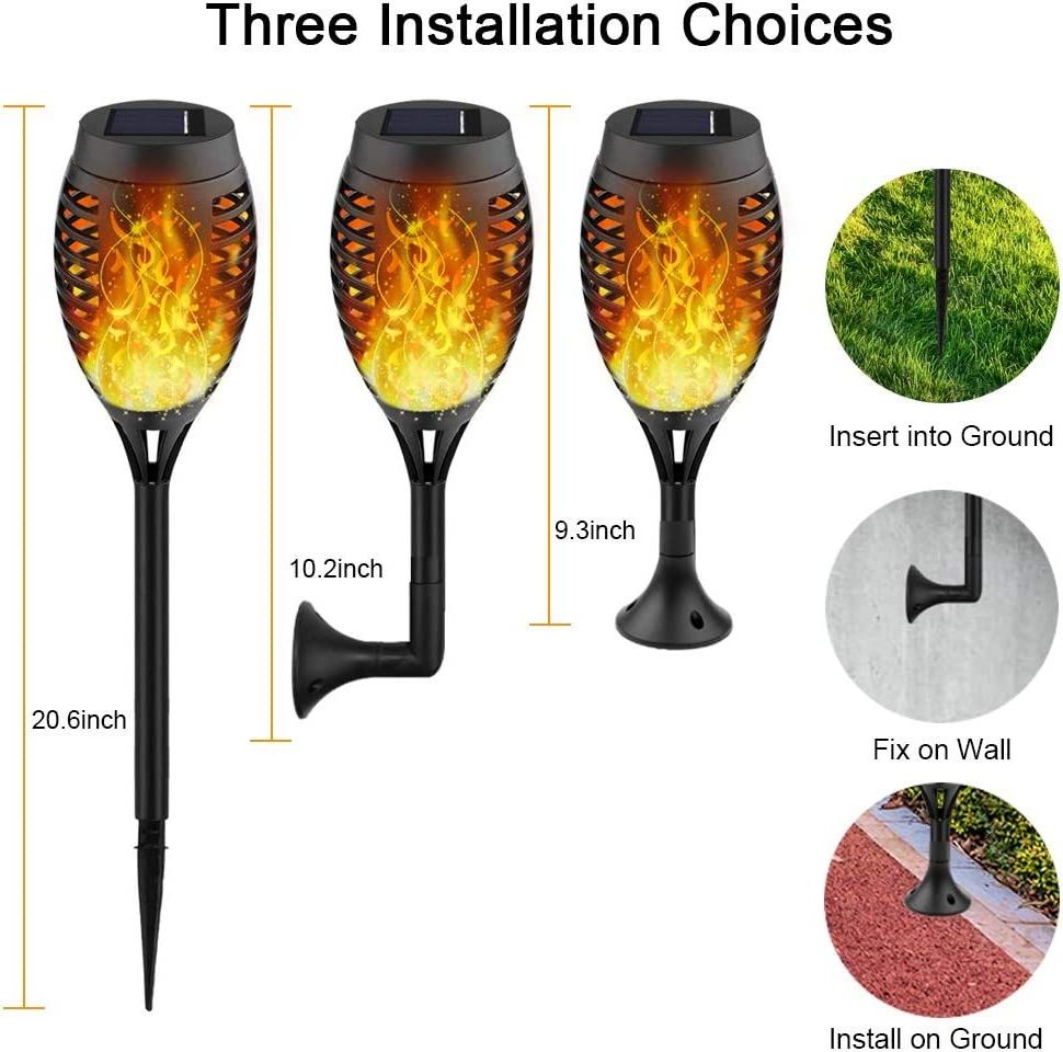 Landscape Decoration Flickering Flames Garden Waterproof Outdoor Dancing Flames Lights Torch Flashlight Led Solar Flame Light