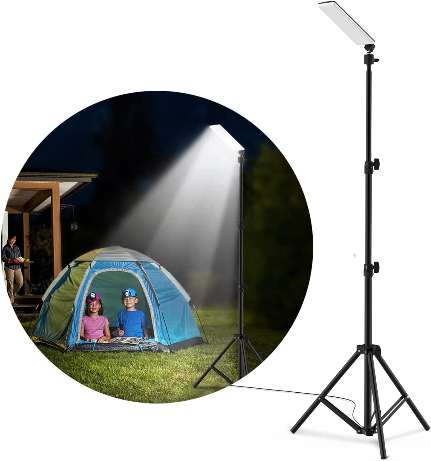 Portable LED Work Lights with Stand Telescoping Tripod Outdoor Light Powered by USB 5V Camping Light