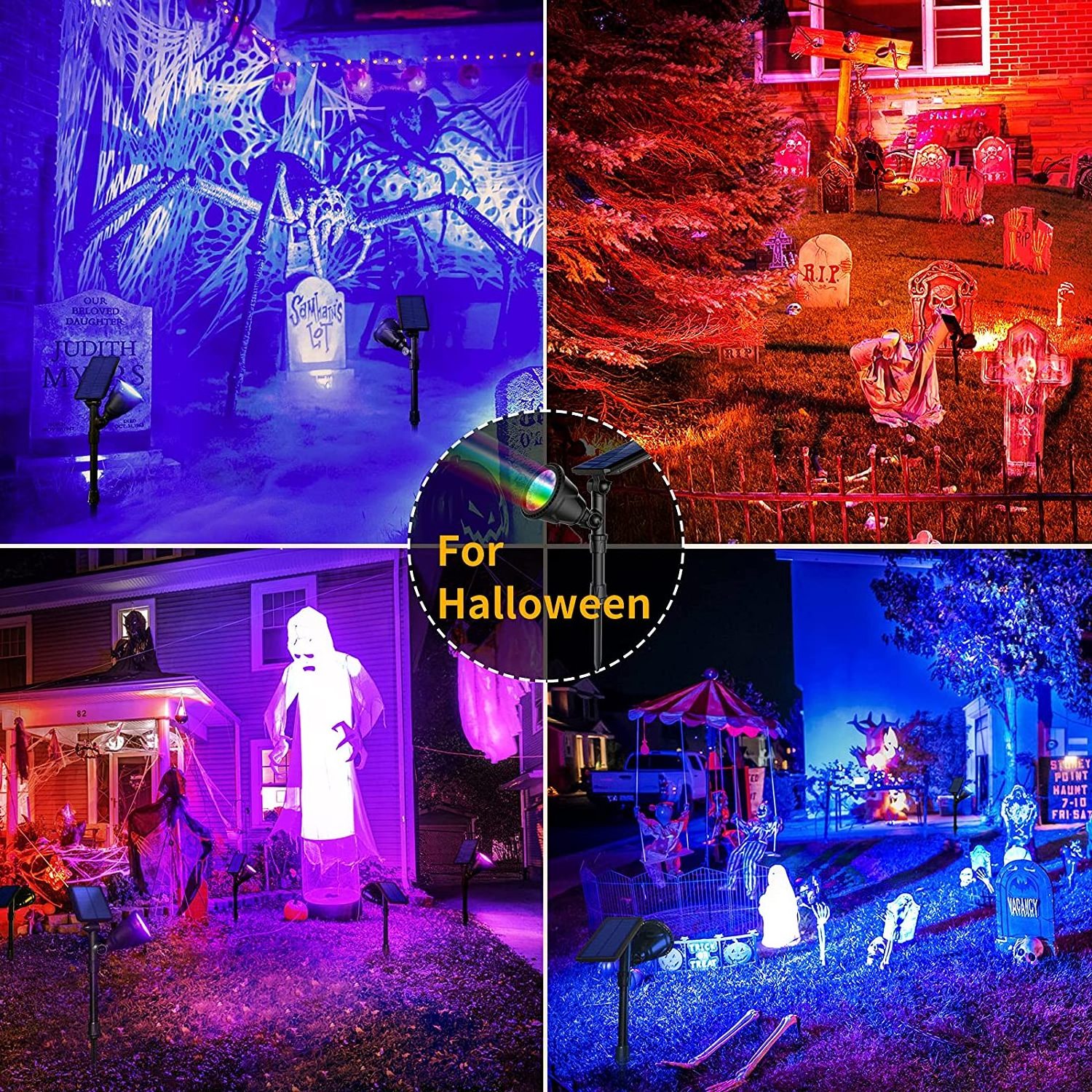 Decorative Holiday Christmas Halloween House Yard Wall Landscape Lighting Reed Solar Energy Landscape Spotlights