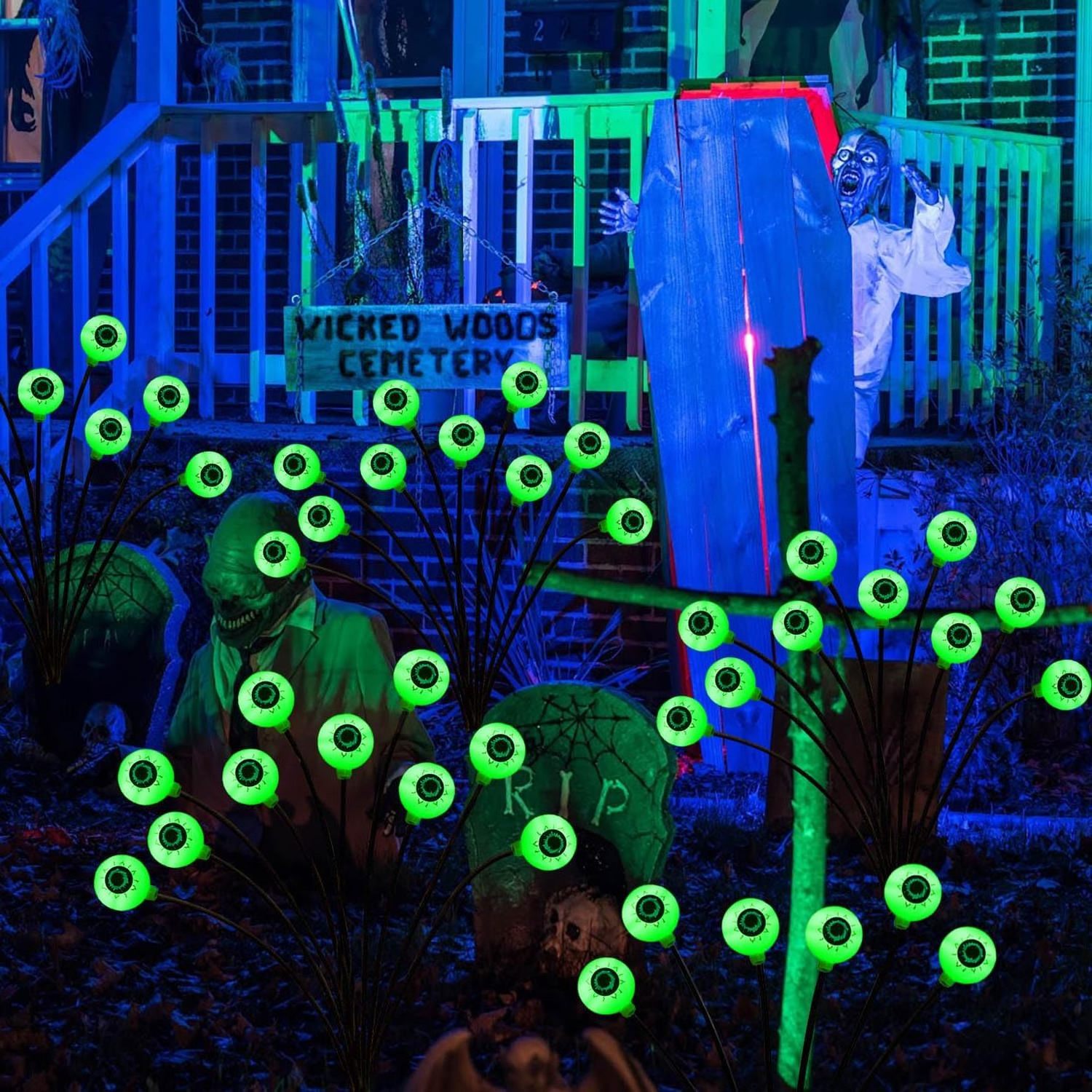 Halloween decorative light Scary Eyeball Outdoor IP65 6 8 10 Eyeball Swaying Firefly Path Lights Yard Garden Lawn Party Decor