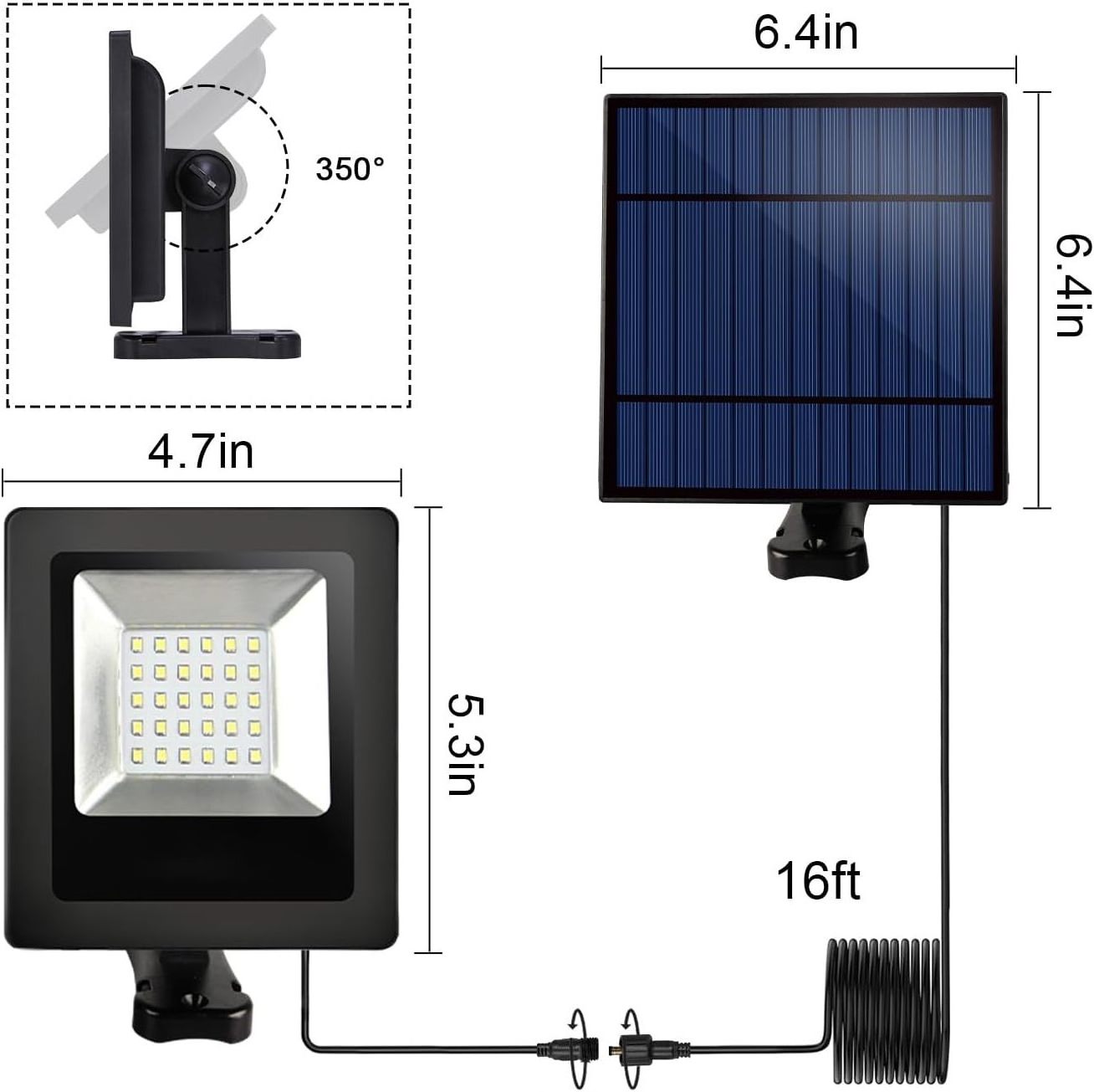 Solar Outdoor Light Garden LED Flood Lights Dusk to Dawn Security Waterproof Landscape Lighting for Wall Ceiling Porch Cabin