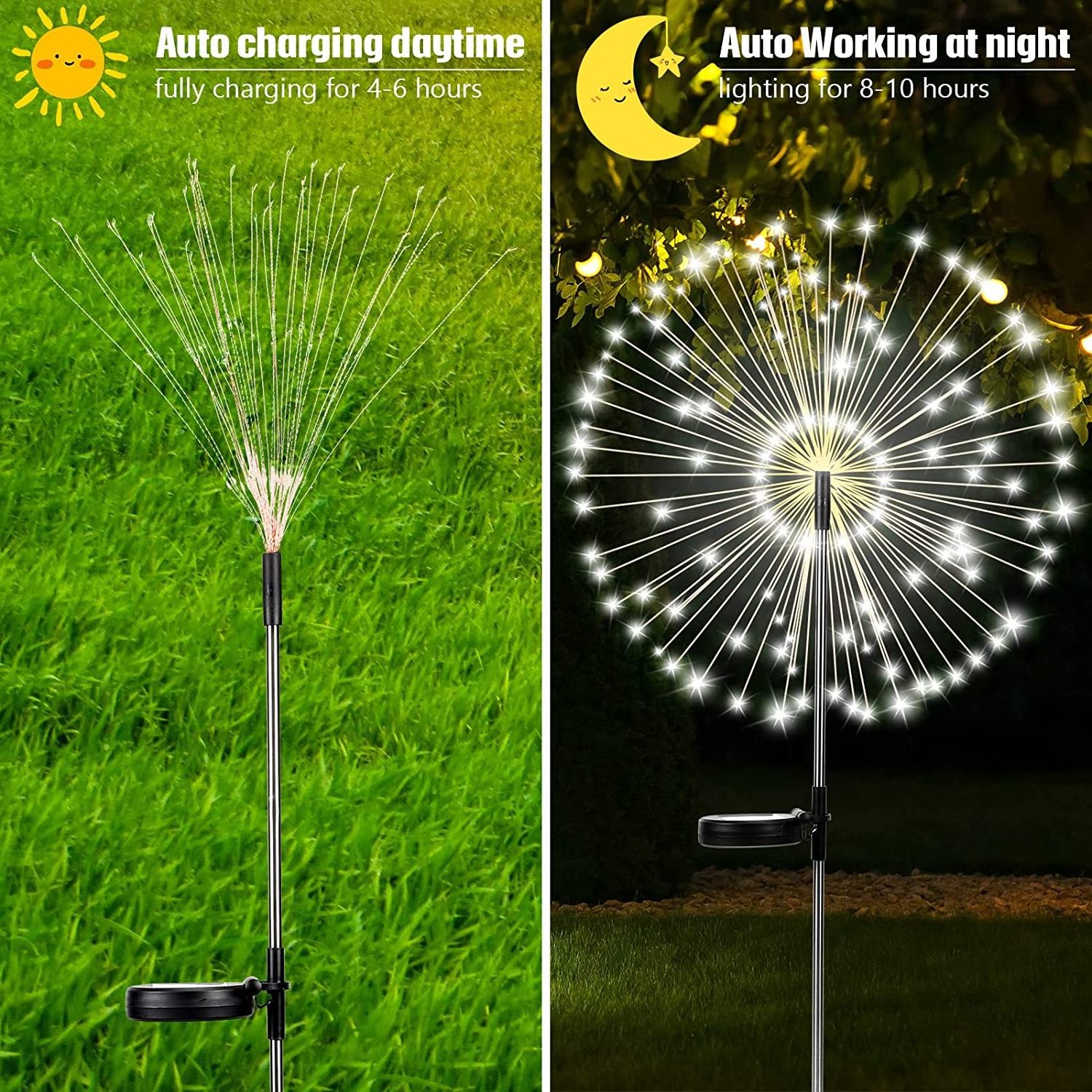 Outdoor solar 2 Function Model waterproof Led Copper Wire dandelion string lamp Garden Decoration lawn Solar Led Light Fireworks